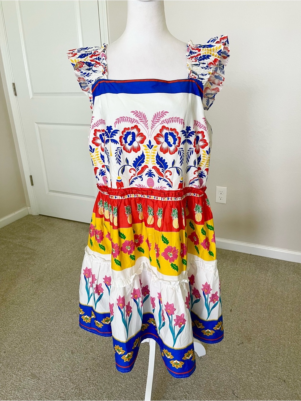 NWT Sugarlips Multicolor Floral Colorful Tiered Mini Dress Size 2X